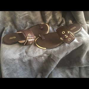 MK flat leather sandals sz 8.5